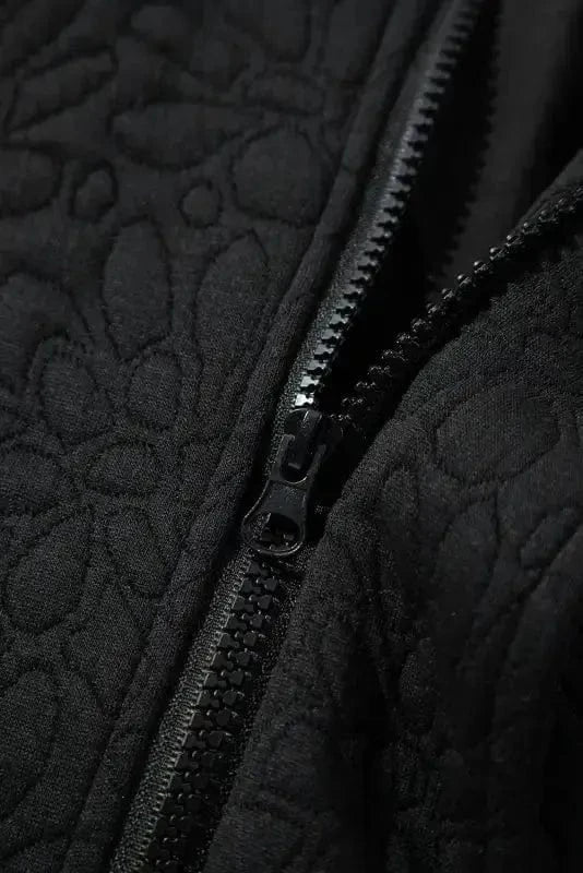 Lightweight Jackets Black Floral Quilted Jacket