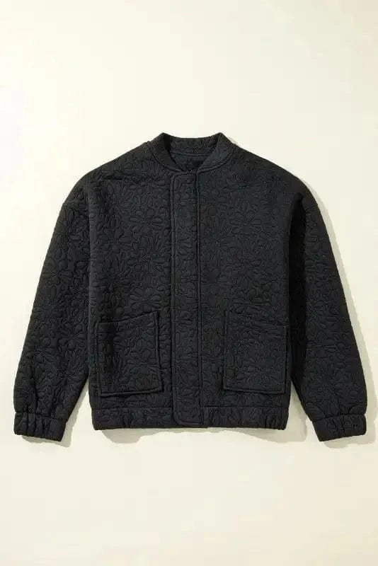 Lightweight Jackets Black Floral Quilted Jacket