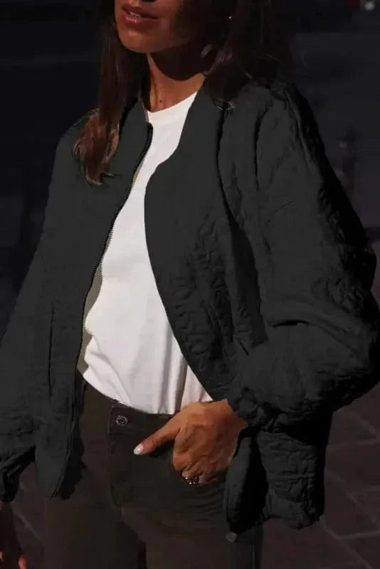 Lightweight Jackets Black Floral Quilted Jacket