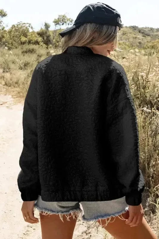 Lightweight Jackets Black Floral Quilted Jacket
