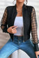 Lightweight Jackets Black Latticed Mesh Sleeve Zip Up Bomber Jacket