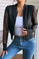 Lightweight Jackets Black Latticed Mesh Sleeve Zip Up Bomber Jacket
