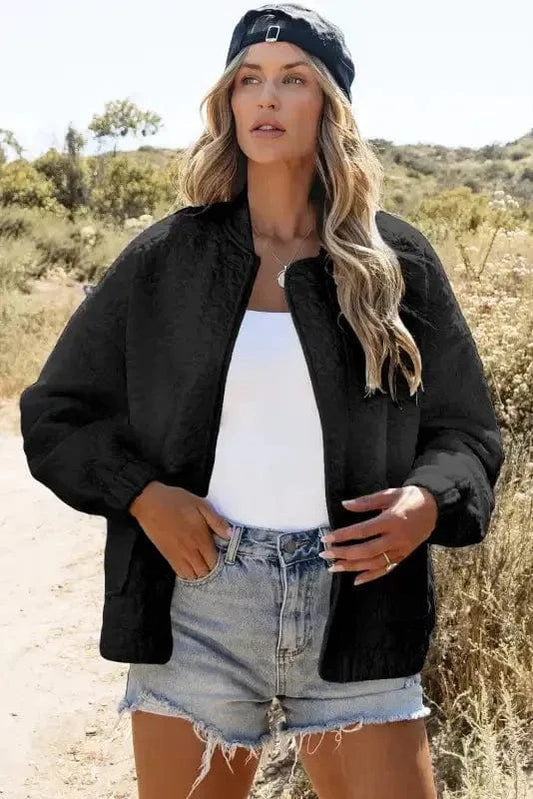 Lightweight Jackets Black / S / 97%Polyester+3%Elastane Black Floral Quilted Jacket