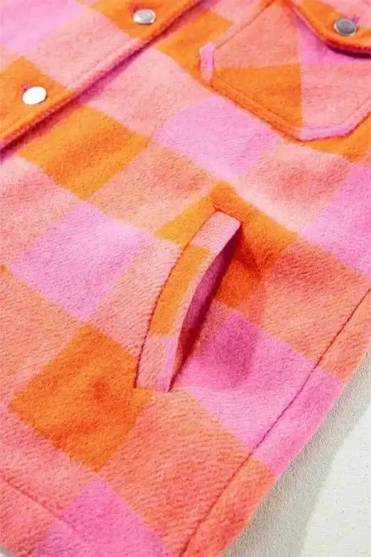 Lightweight Jackets Patch Pocket Plaid Jacket