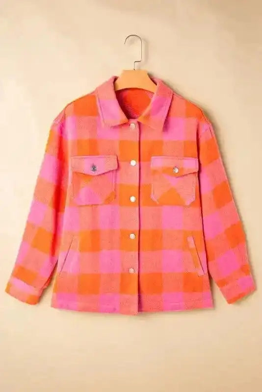 Lightweight Jackets Patch Pocket Plaid Jacket