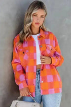 Lightweight Jackets Patch Pocket Plaid Jacket