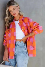 Lightweight Jackets Patch Pocket Plaid Jacket
