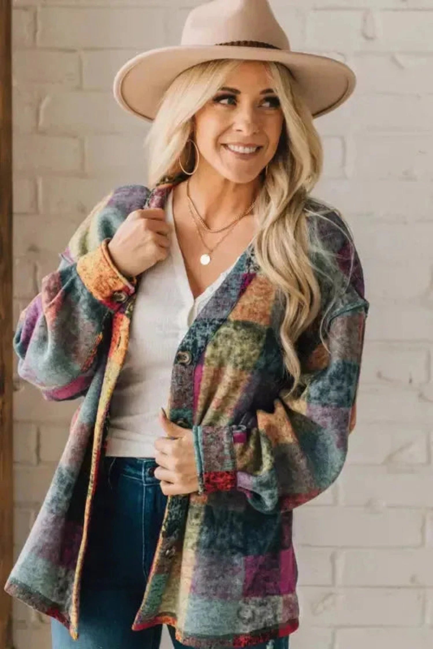 Lightweight Jackets Western Style Brushed Plaid Jacket