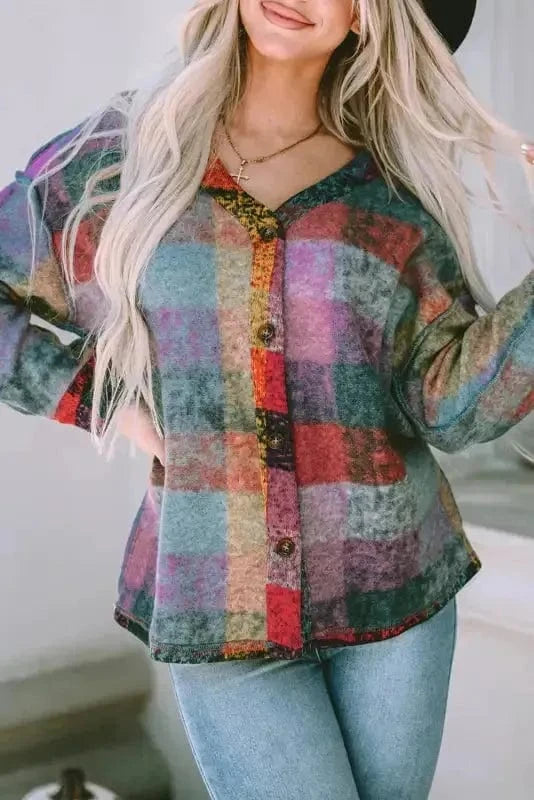 Lightweight Jackets Western Style Brushed Plaid Jacket