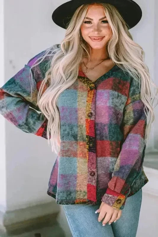 Lightweight Jackets Western Style Brushed Plaid Jacket