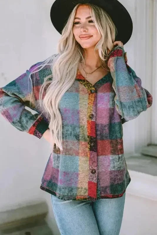 Lightweight Jackets Western Style Brushed Plaid Jacket