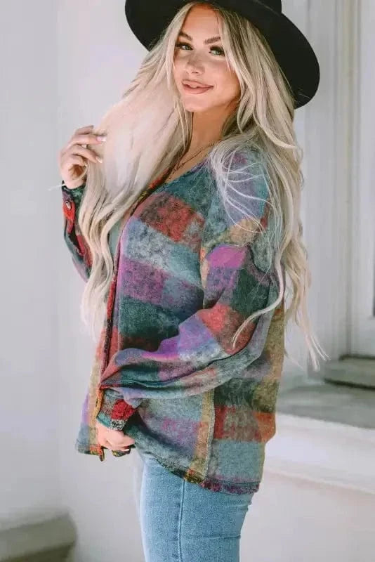 Lightweight Jackets Western Style Brushed Plaid Jacket