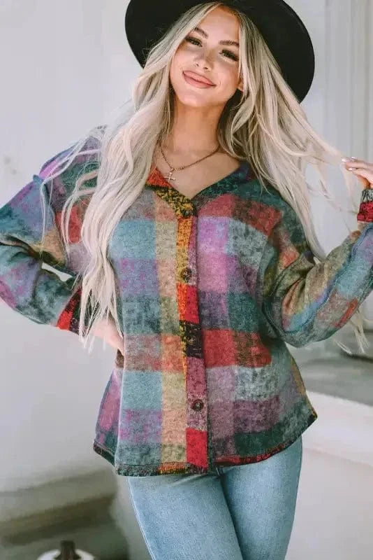 Lightweight Jackets Western Style Brushed Plaid Jacket