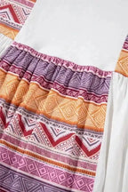 Long Sleeve Tops Aztec Charm Ruffle Tunic