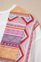 Long Sleeve Tops Aztec Charm Ruffle Tunic