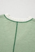 Long Sleeve Tops Boho Crochet High-Low Loose Top