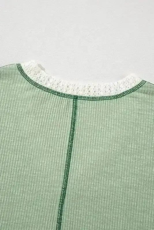 Long Sleeve Tops Boho Crochet High-Low Loose Top