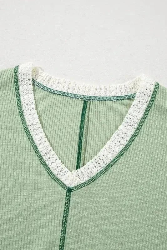 Long Sleeve Tops Boho Crochet High-Low Loose Top