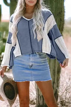 Long Sleeve Tops Boho Crochet High-Low Loose Top