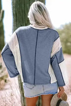 Long Sleeve Tops Boho Crochet High-Low Loose Top