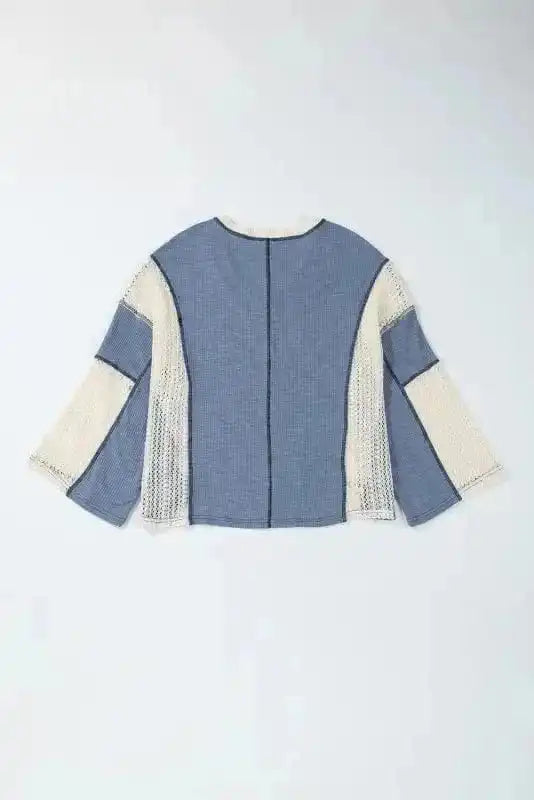 Long Sleeve Tops Boho Crochet High-Low Loose Top