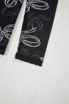 Long Sleeve Tops Bow Charm Mesh Top