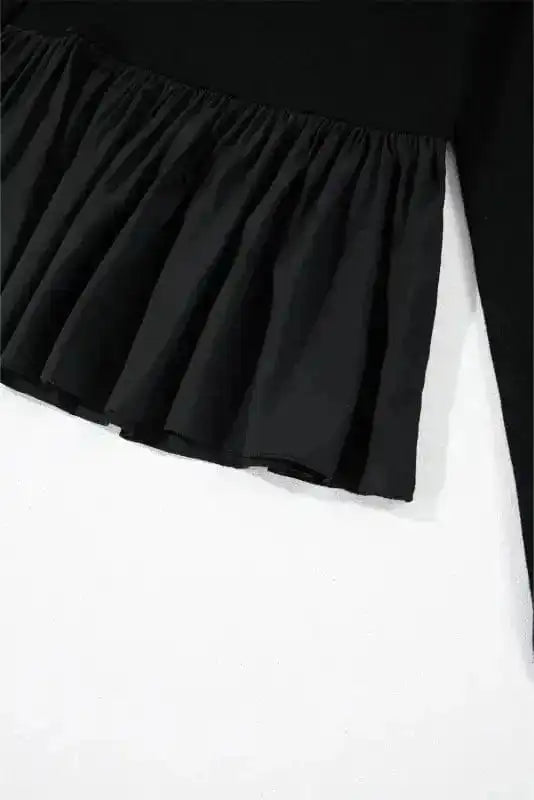 Long Sleeve Tops Elegant Noir Peplum Top