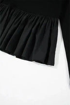 Long Sleeve Tops Elegant Noir Peplum Top
