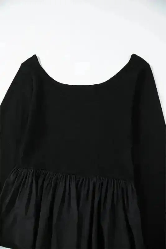 Long Sleeve Tops Elegant Noir Peplum Top