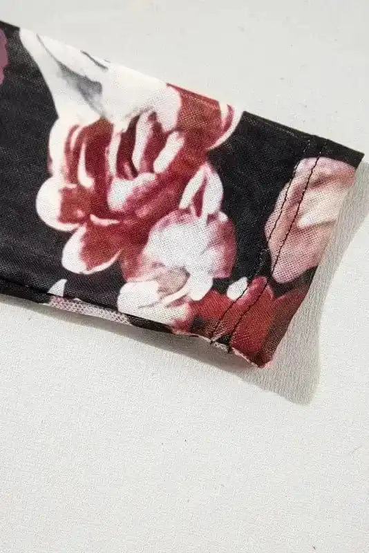 Long Sleeve Tops Floral Slim-Fit Mesh Top