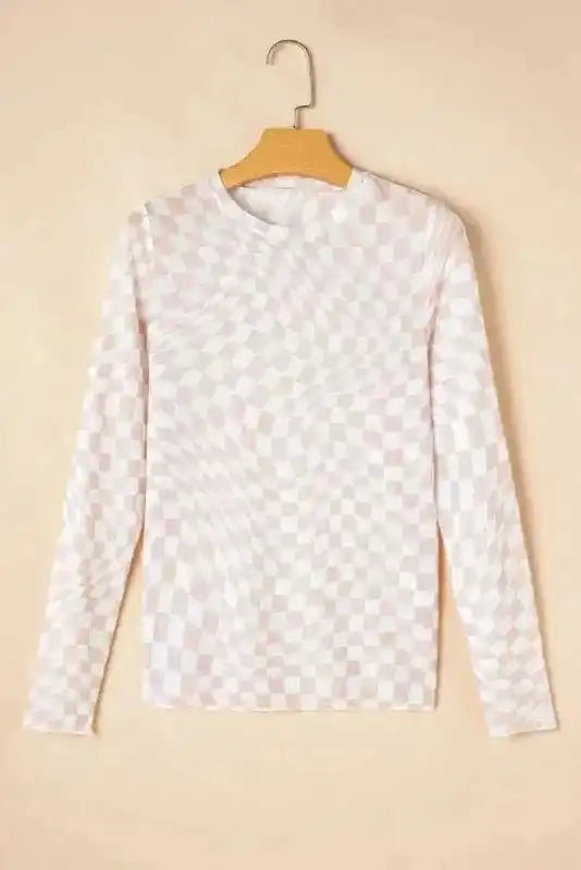 Long Sleeve Tops Urban Grid Mesh Top