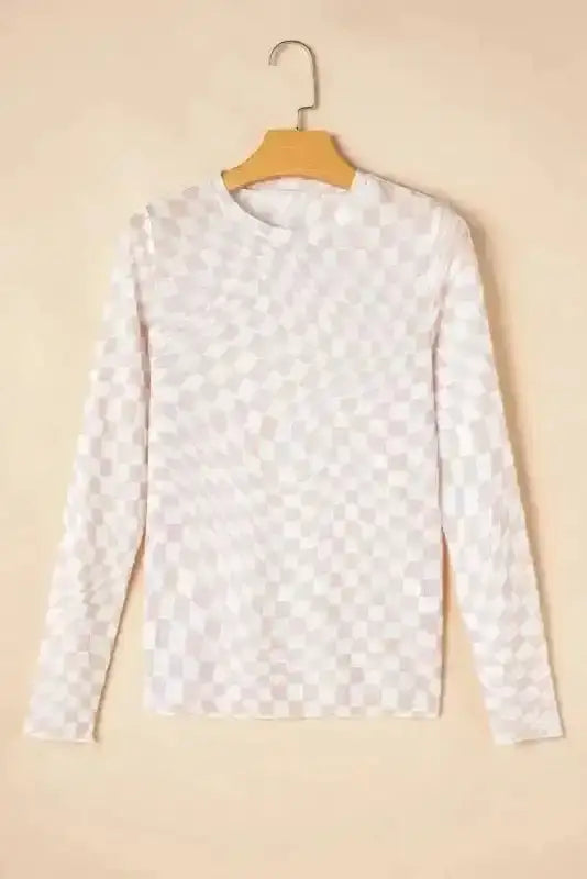 Long Sleeve Tops Urban Grid Mesh Top