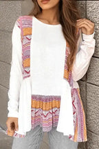 Long Sleeve Tops White / S / 65%Cotton+35%Polyester Aztec Charm Ruffle Tunic