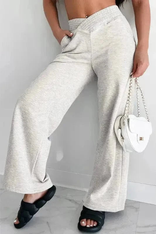Lounge Pants Light Grey / S / 80%Polyester+20%Cotton CloudSoft Wide-Leg Lounge Pants - Light Grey