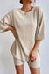 Loungewear Apricot / S / 95%Polyester+5%Elastane Apricot Ribbed Lounge Set for Relaxed Style