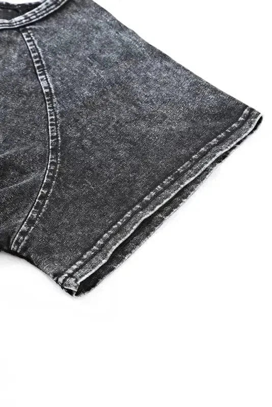 Loungewear Black Acid Washed Short Lounge Set