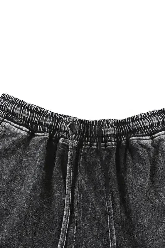 Loungewear Black Acid Washed Short Lounge Set