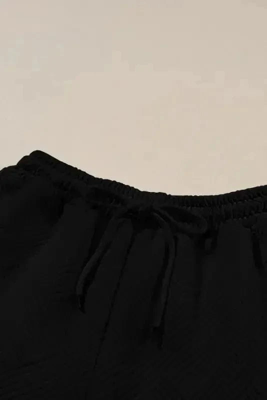 Loungewear Black Ultra Loose Textured 2pcs Slouchy Outfit