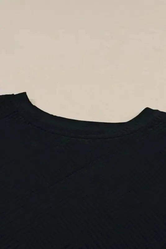 Loungewear Black Ultra Loose Textured 2pcs Slouchy Outfit