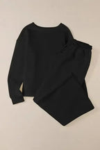 Loungewear Black Ultra Loose Textured 2pcs Slouchy Outfit