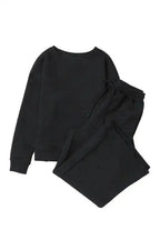 Loungewear Black Ultra Loose Textured 2pcs Slouchy Outfit