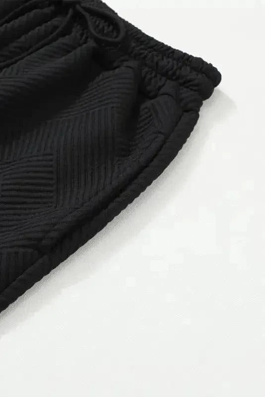 Loungewear Black Ultra Loose Textured 2pcs Slouchy Outfit