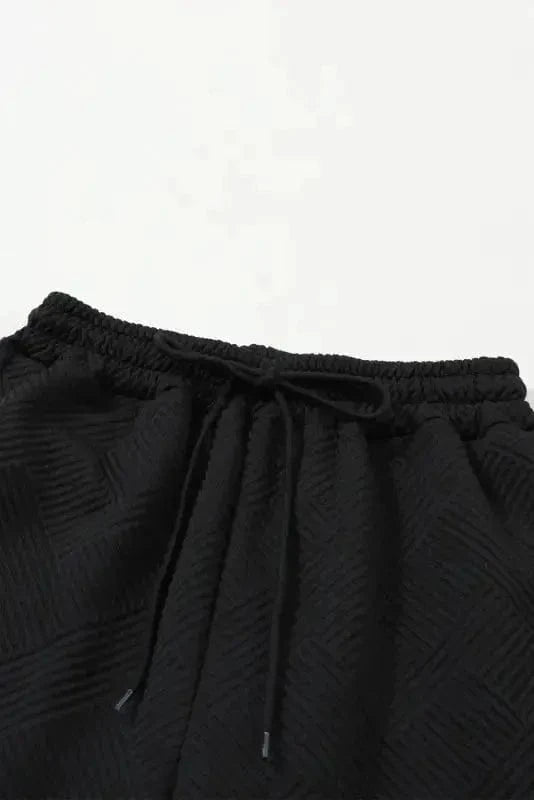 Loungewear Black Ultra Loose Textured 2pcs Slouchy Outfit