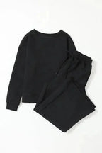 Loungewear Black Ultra Loose Textured 2pcs Slouchy Outfit