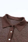 Loungewear Brown Ribbed Knit Collared Henley Top and Pants Lounge Outfit