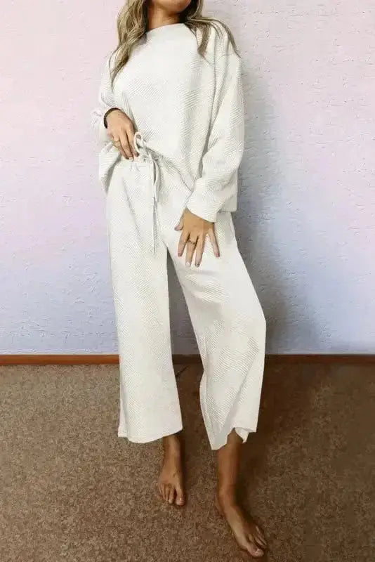 Loungewear Fashionfitz Black Textured Loungewear Set for Women