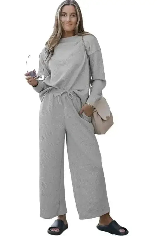 Loungewear Fashionfitz Black Textured Loungewear Set for Women