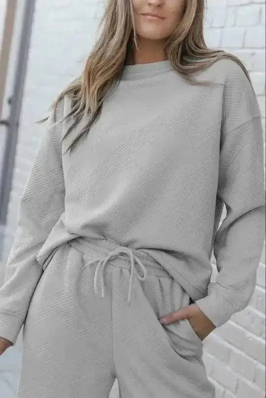 Loungewear Fashionfitz Black Textured Loungewear Set for Women