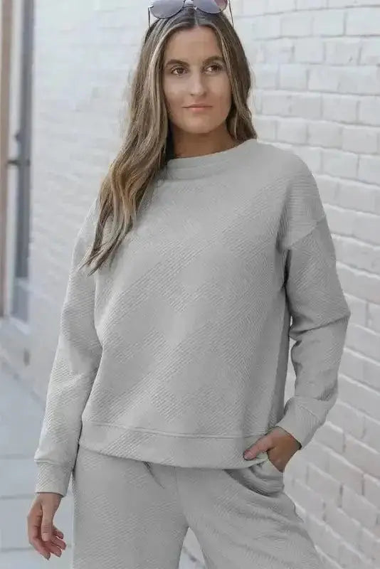 Loungewear Fashionfitz Black Textured Loungewear Set for Women