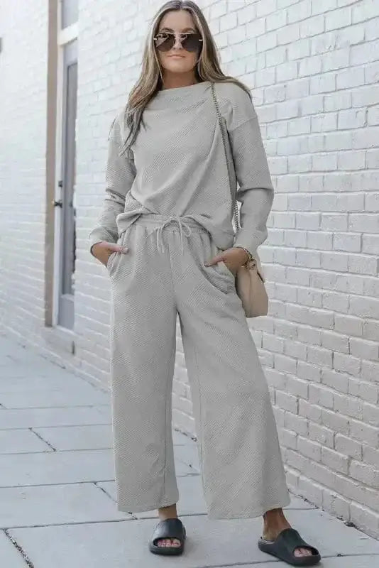 Loungewear Fashionfitz Black Textured Loungewear Set for Women